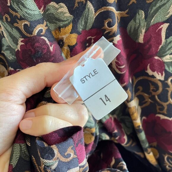 NWOT Vintage 90's Studio C Floral Maxi Dress with Attached Velvet Vest Size 14M - Picture 6 of 8